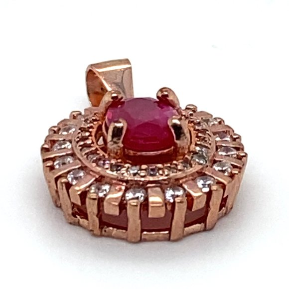 Jegdalek Ruby .94ct Rose Gold Finish Solid 925 Sterling Silver Pendant - Picture 5 of 8